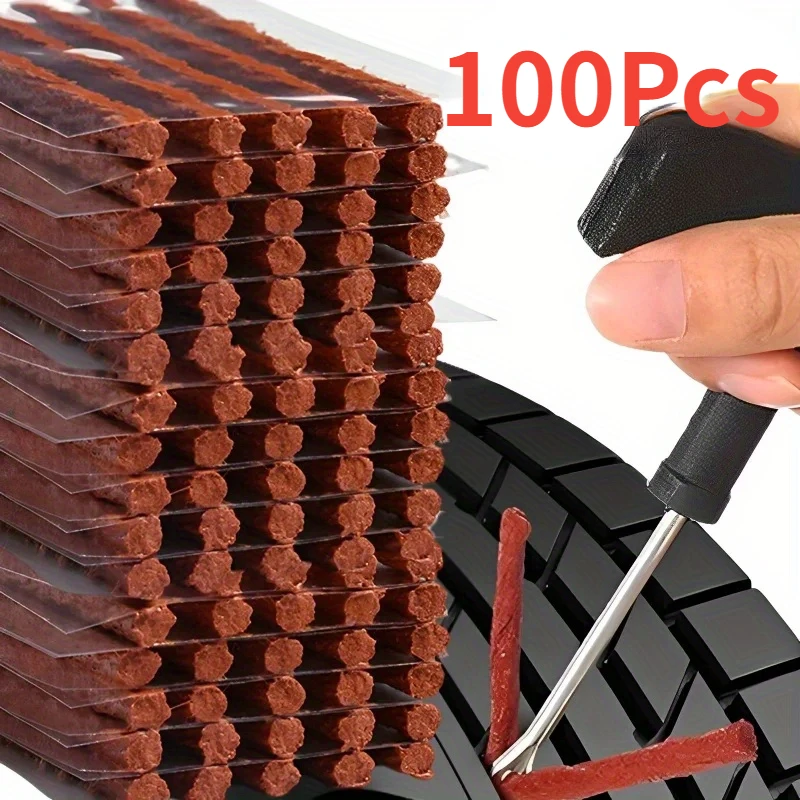 100/50pcs Motorcycle Car Tire Repair Tool Kit - Quick Seal Rubber Strip for Puncture Repair - Garage Accessories