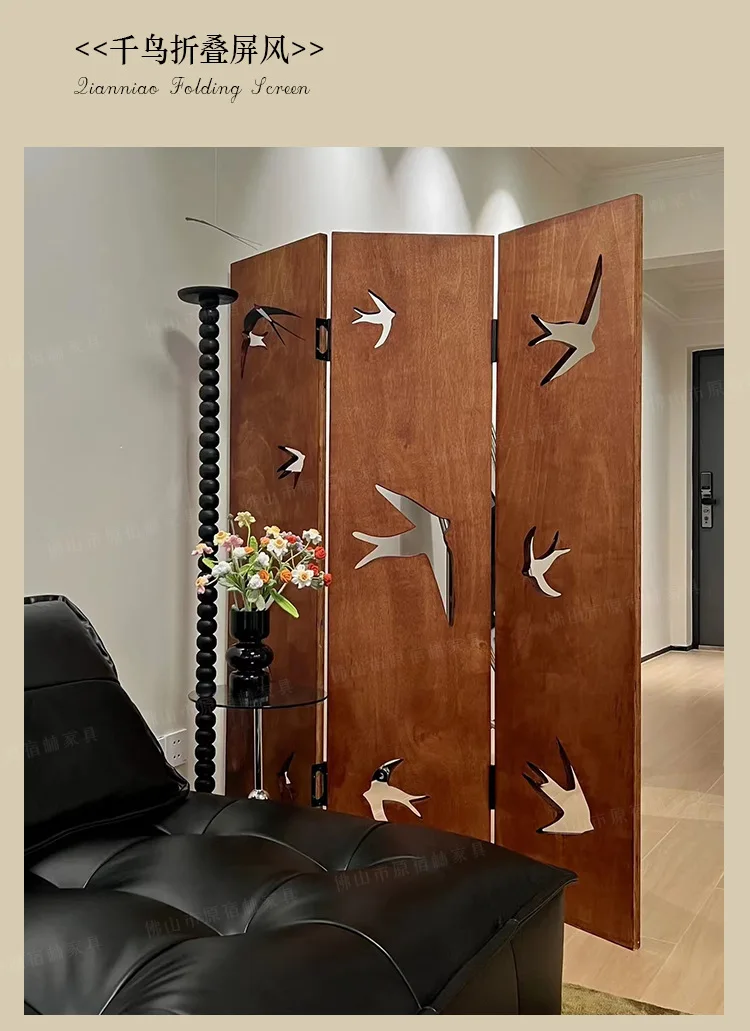 HYS Nordic medieval screen living room modern minimalist home art partition folding mobile entrance screen office home