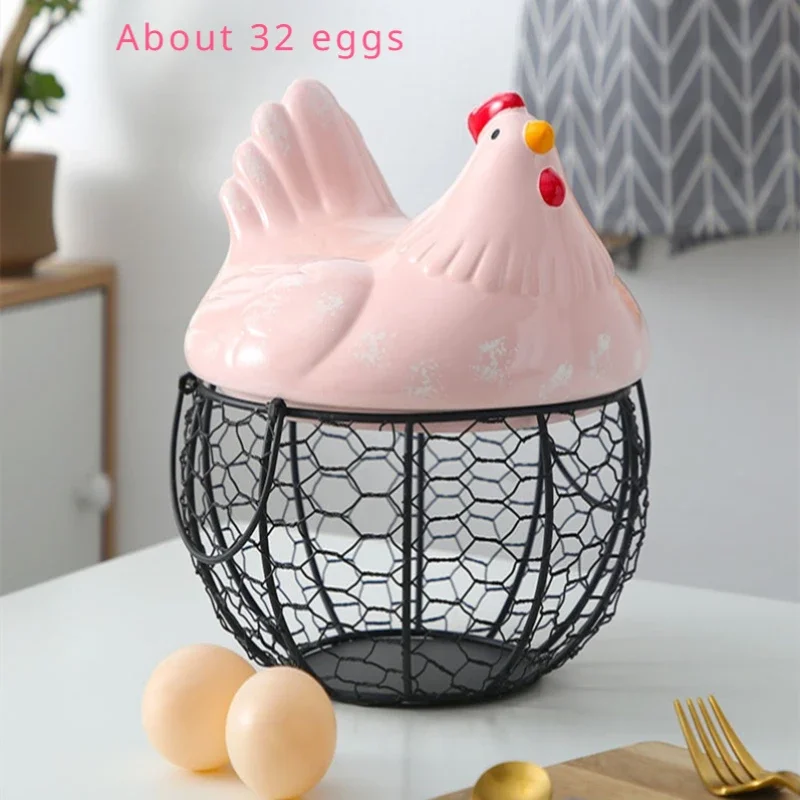 Eramic Egg Basket Potato Sundries Basket Egg Container Home Storage Organization Iron Fruit Storage Basket Kitchen Decoration