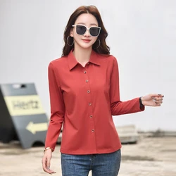 Korean Cotton Polo Shirts Woman Long Sleeve Plus Size Shirts Women New In Fashion Button Office Lady Formal Women Top 2024
