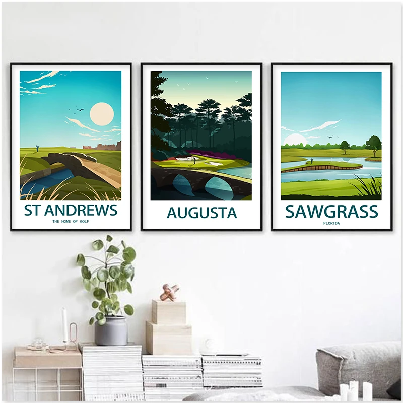 Augusta National Golf Club Poster and Print Scotland Wall Art Canvas Painting for Golf Living Room Home Decor