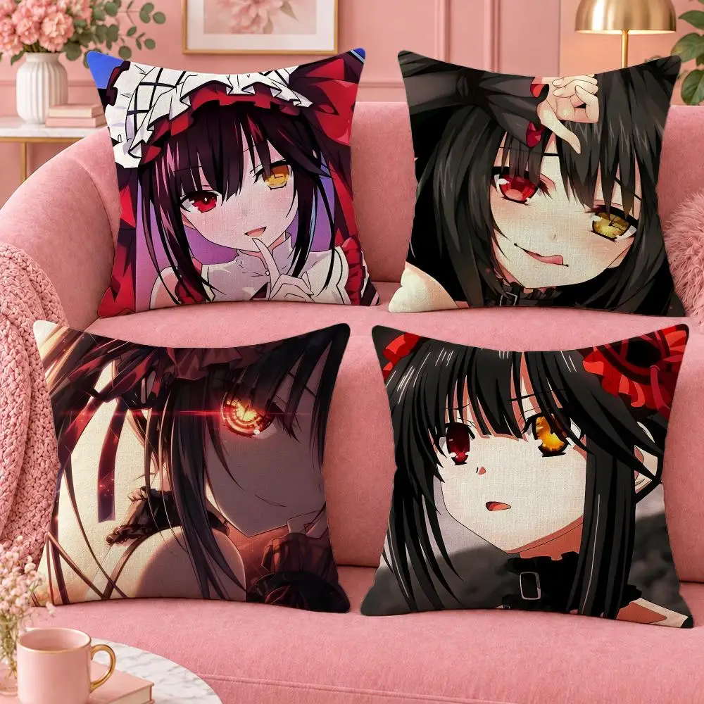 Anime Sci-Fi Romance Date A Live Cushion Cover Cute Cartoon Throw Pillow Cover Soft Plush Cushion Cover Sofa Bedroom Home Decor