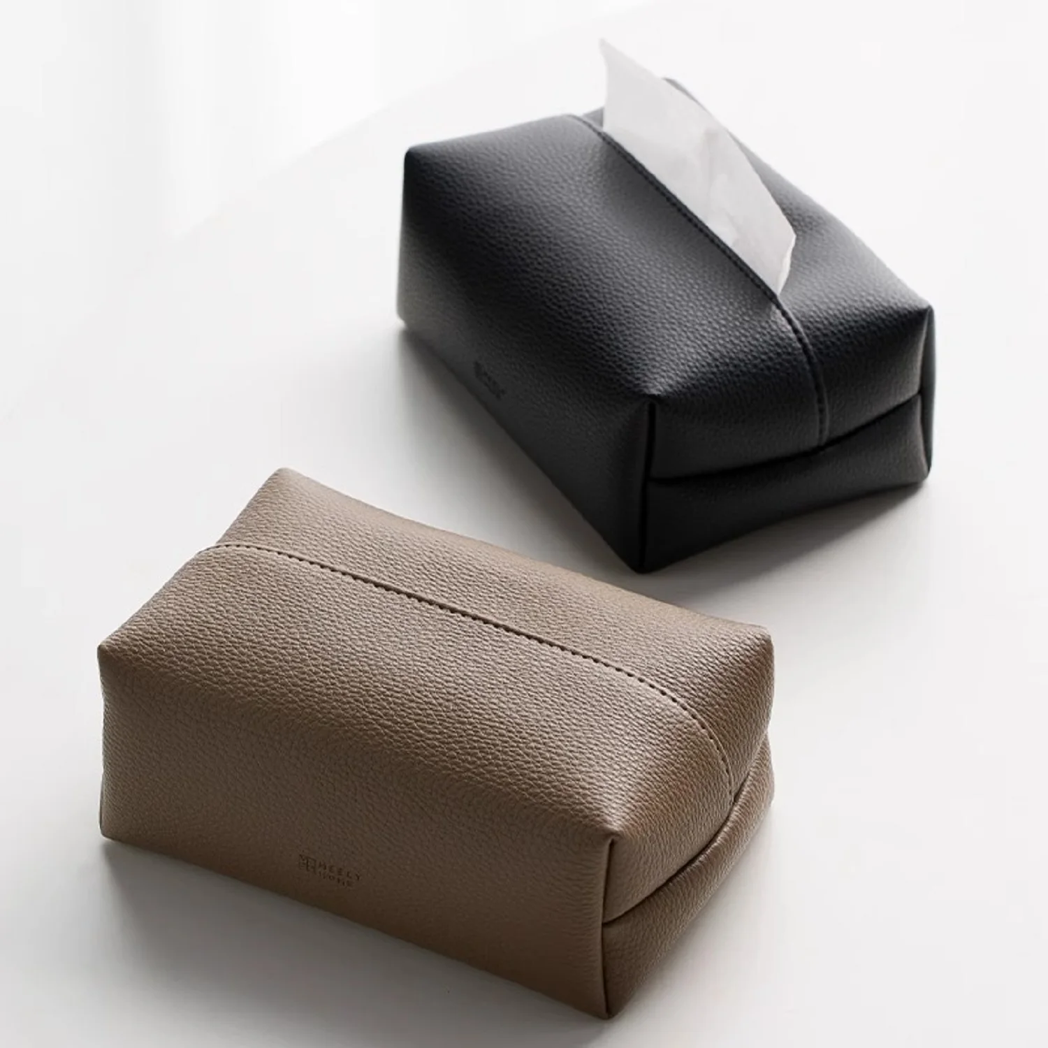 

Makeasy Tissue Box Cover Modern Rectangle Leather Tissue Box Holder Decorative Holder for Bathroom Countertop Office Desk & Car