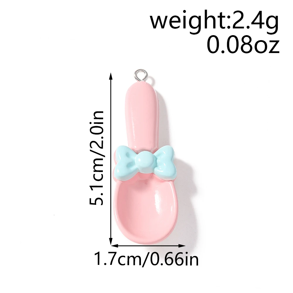 Tusember 10 Stück 17*51mm Niedliche Cartoon-Harz-Löffel-Anhänger für Ohrhänger, Halsketten, Handgemachtes DIY-Schmuckbasteln – Detail 1