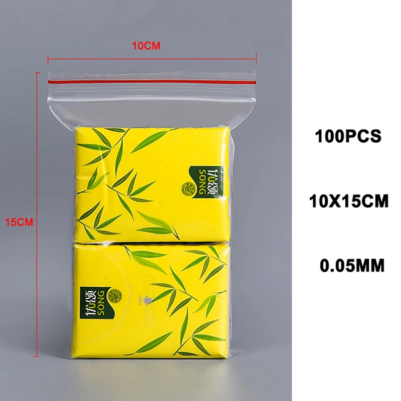 100pcs/pack 13 Small Sizes Zip Lock Plastic Bags Reclosable Transparent Bag Vacuum Storage Bag  Clear Bags Thickness 0.05mm