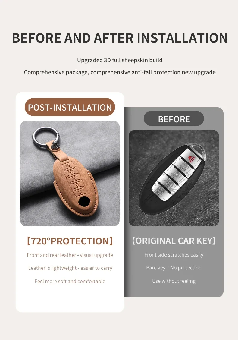 5 Knöpfe Leder Auto Schlüssel etui Abdeckung Shell für Nissan Teana X-Trail Qashqai Sylphy Auto Schlüssel Schutzhülle für Infiniti – Detail 3