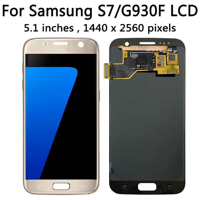 Super AMOLED For Samsung S7 G930 LCD Display Touch Screen Digitizer Assembly For Samsung G930 G930F LCD With Cover