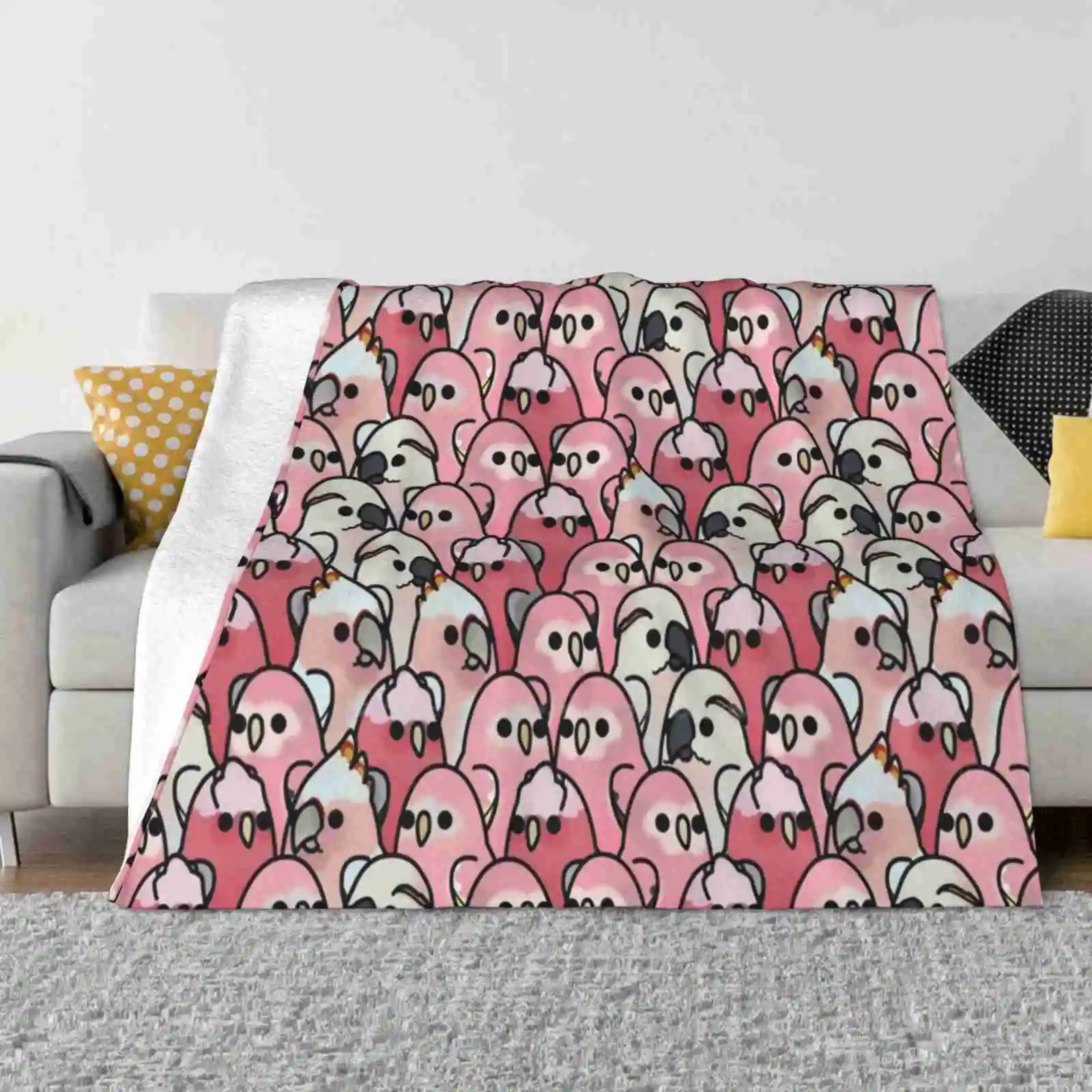 Too Many Birds!-Pink Parrot Posse! Fashion Soft Warm Throw Blanket Birds Cute Many Cockatiel Cockatoo African Grey Gray Macaw