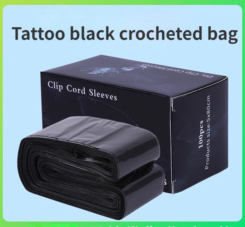 

100Pcs Disposable Black/Blue Tattoo Clip Cord Sleeves Covers Bags Crochet/Machine Bags Hygiene Safe Tattoo Supply Accessories