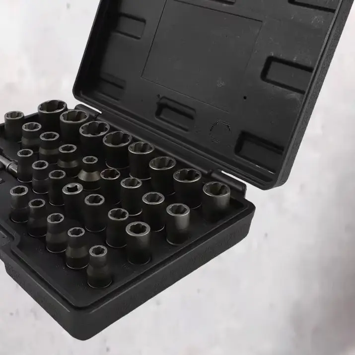 32Pcs Bolt Extractor Socket Set Metal Nut Remover Kit For Removing Damaged Rusted Stripped Bolts And Lug Nuts Drill Bit Tool