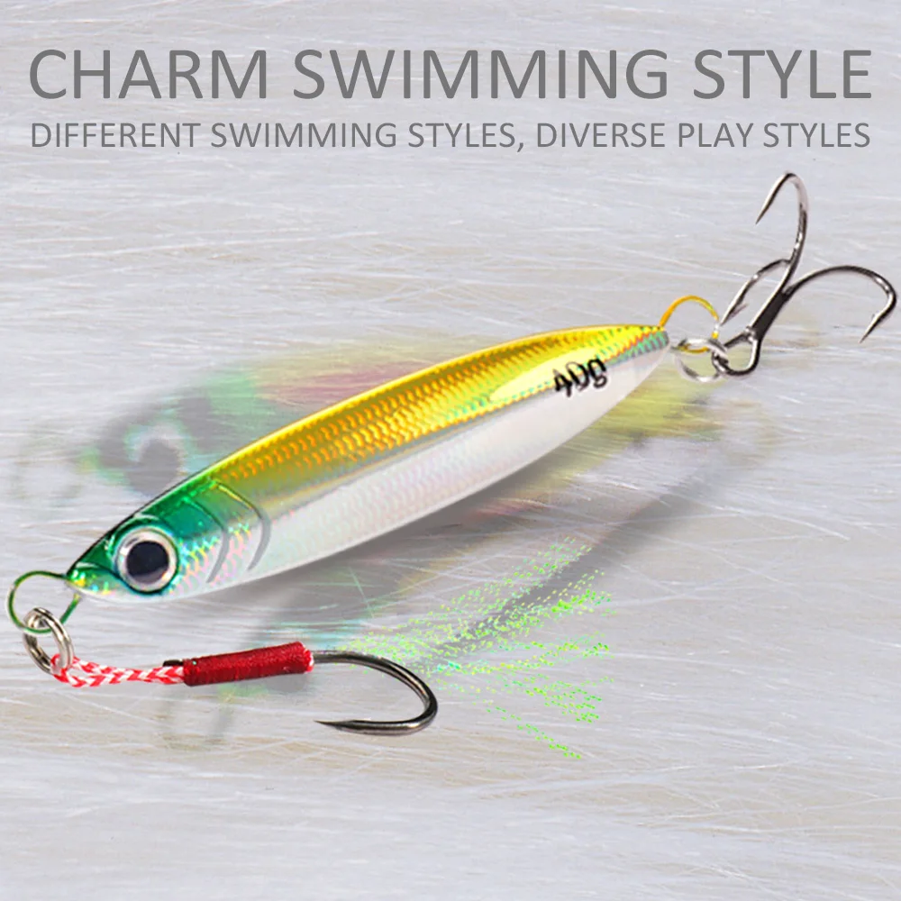 Señuelo de plantilla de Metal 7g 10g 20g 30g 40g Spinner Swimbait lápiz que se hunde Spinnerbait aparejos de Pesca anzuelos triples Pesca cebo fundido