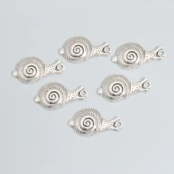 20pcs Back Of Snail Animal Charms Natural Silver Color Pendant For Necklace Making DIY Jewelry Findings