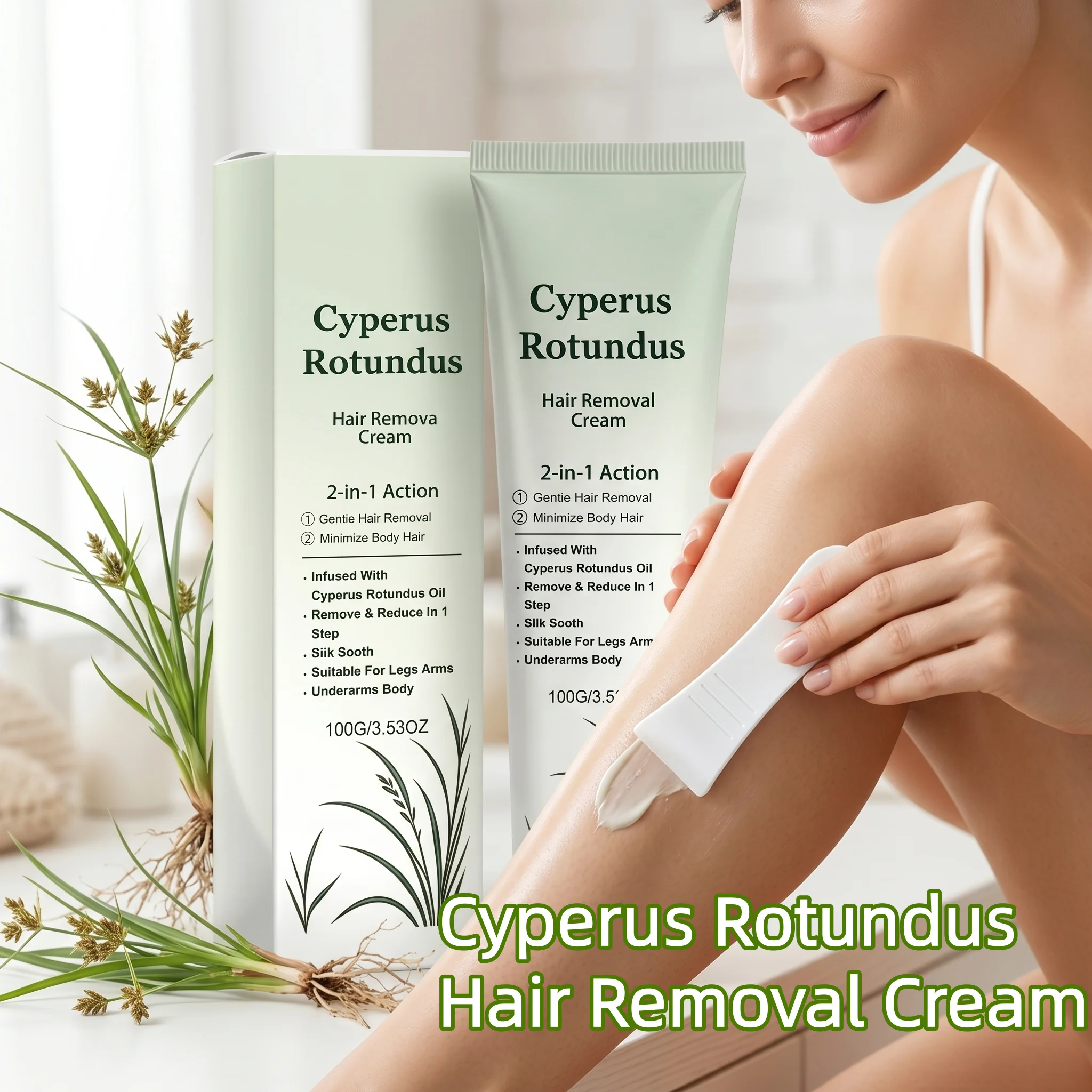 Cyperus Rotundus Hair Removal Cream Fast Acting Gentle Depilatory Silky Smooth Skin For Leg Arms Underarm Full Body Hair Remover