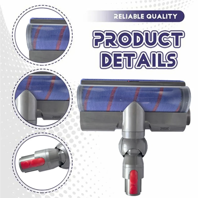 Cleaner Head Soft Roller Brush For Dyson V7 V8 V10 V11 V15 Vacuum Attachment With Dust LED Lights Replacement Parts