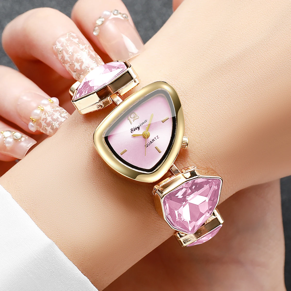 Elegant Rhinestone Bracelet Strap Women Watches Fashion Irregular Dial Ladies Quartz Wristwatch Reloj Mujer (Without Box) image 4