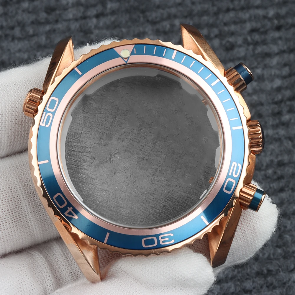 Rose Gold VK63 Case 45.5mm For Quartz Movement Chronograph Case Stainless Steel Bracelet For Seamaster 600 VK63 VK64 Movement