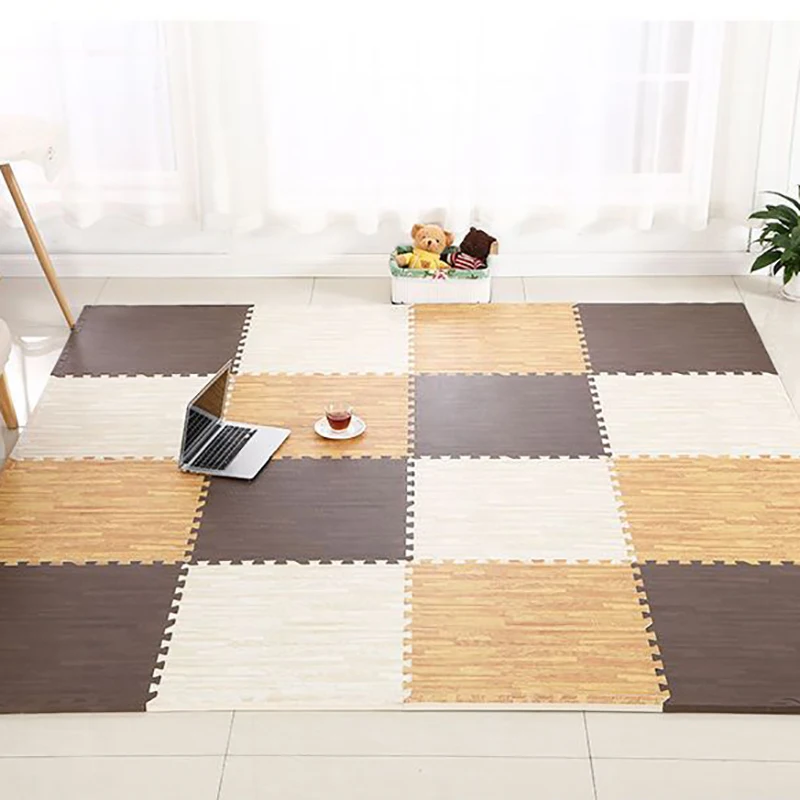 Wood Grain Puzzle Floor Foam Carpet Bedroom Splicing Mat Baby Play Mat EVA Interlocking Exercise Tiles 30*30/60*60cm