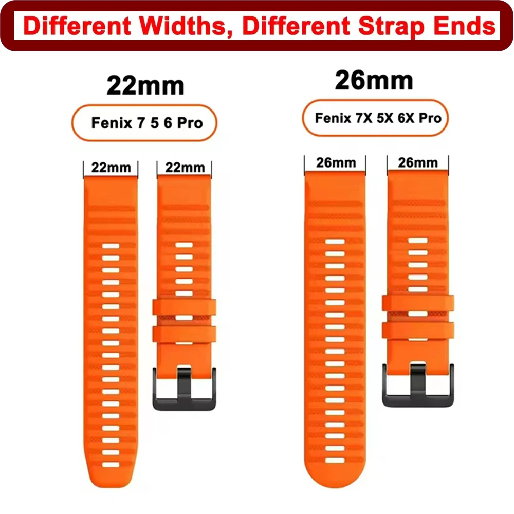 26 มม.22 มม.Quickfit สําหรับนาฬิกา Garmin Forerunner 970 955 965 สาย Fenix 8 7X E 6 6X/Quatix /Descent/Tactix สร้อยข้อมือซิลิโคน