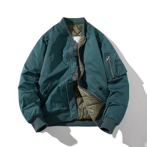 JOYSWAMM Unisex Hooded Bomber Jacket Red 3