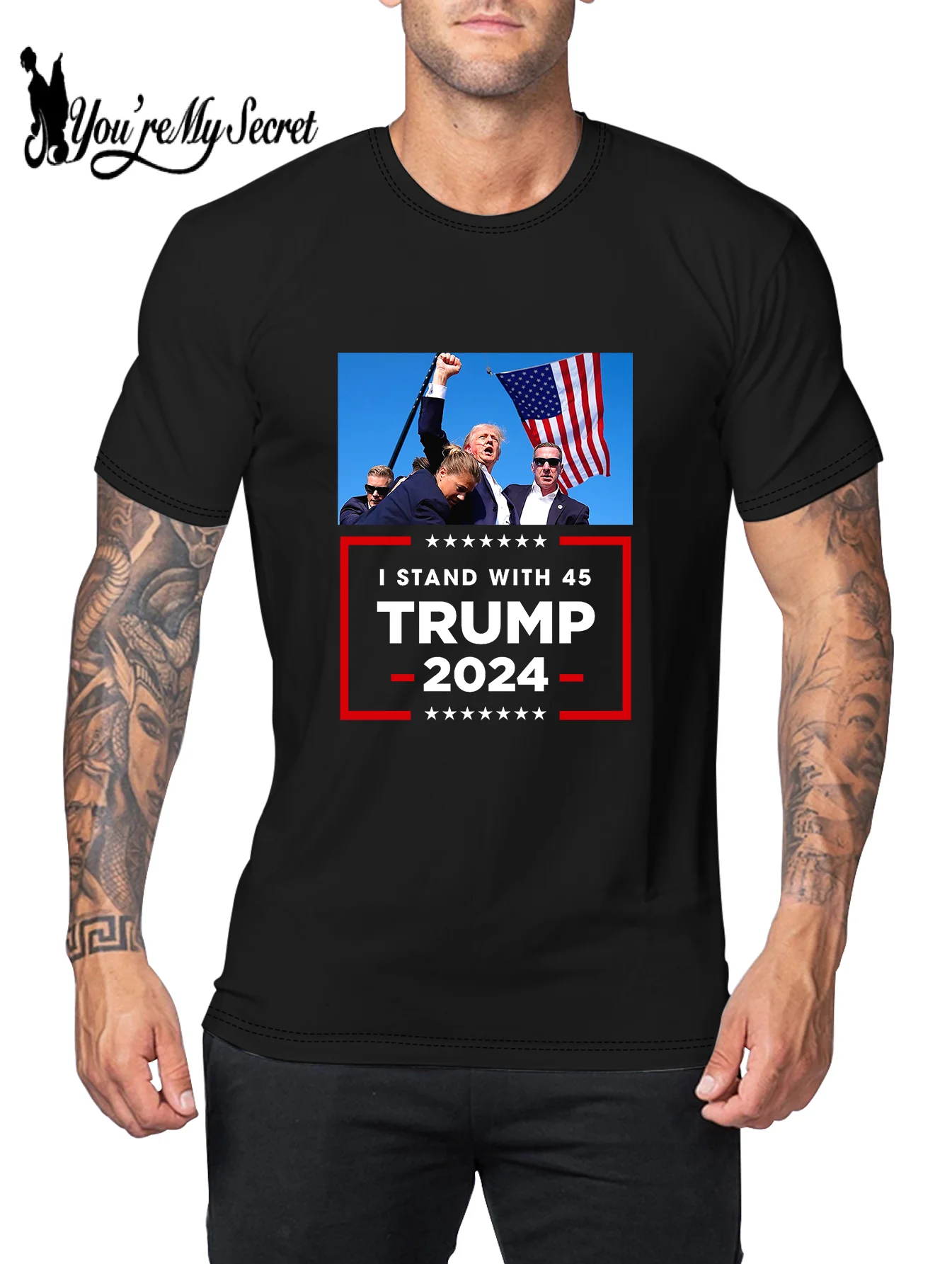 

[You're My Secret]Trump 2024 Election Shot Won't Be Stopped Printed Men'S T-Shirt 3D Popular Streetwear Short Sleeve Funny Shirt