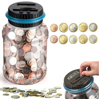 Electronic Piggy Bank Counter Coin Digital LCD Counting Coin Money Saving Box Jar Coins Storage Box For USD EUR Money Gifts