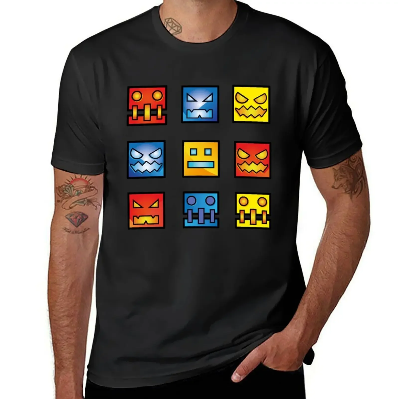 

geometry dash icon face T-Shirt oversizeds oversized t shirt sweat shirts, men