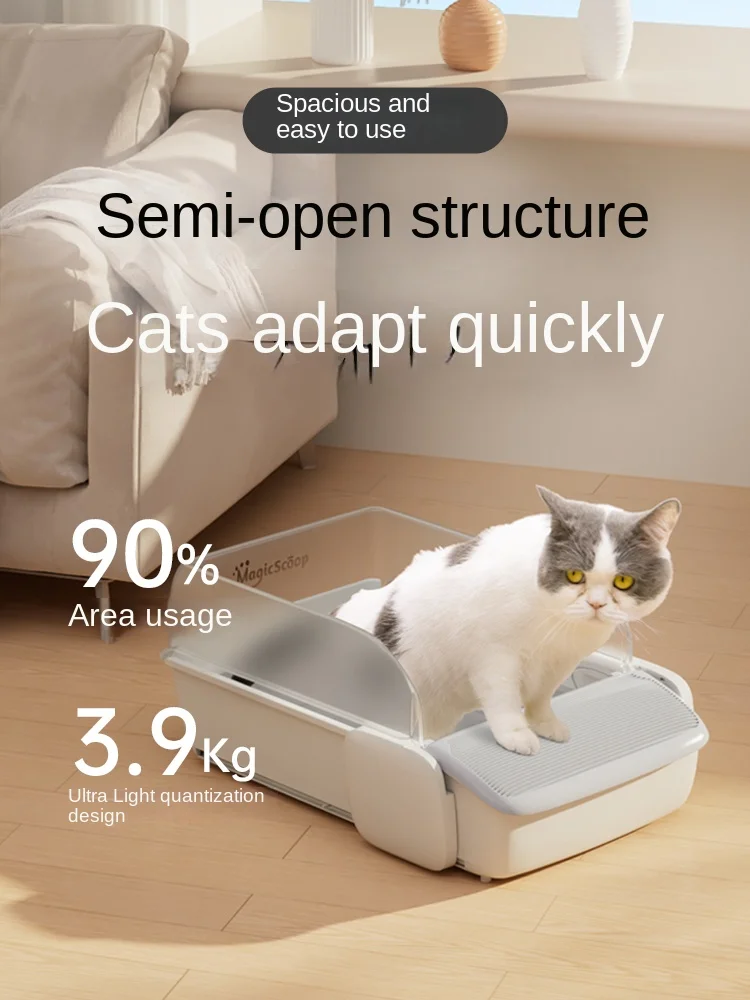 Smart Cat Toilet Oversized Automatic Litter Box Electric Semi-Closed Cat Shit Shovel Machine