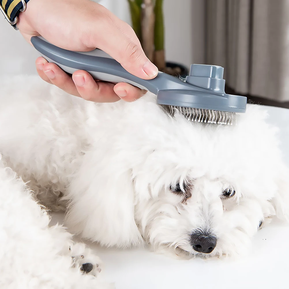 

Self Cleaning Pet Grooming Brush for Dogs Cats Durable Hair Shedding Control Massaging Plastic Stainless Steel Bristles