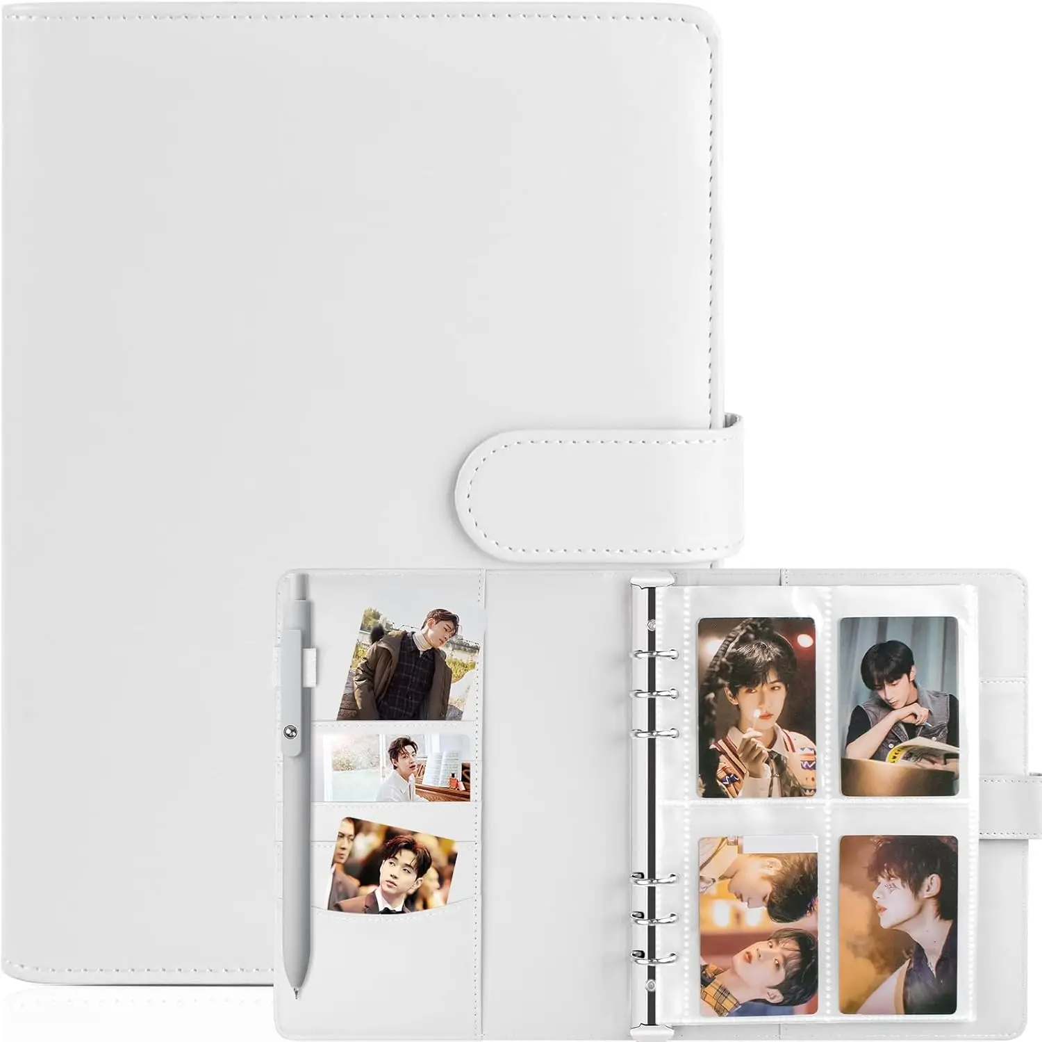 

Kpop Photocard Binder, PU Leather A5 Photocard Holder with 10 Pockets,4 Photo Style Photo Card Album Trading Cards Organizer