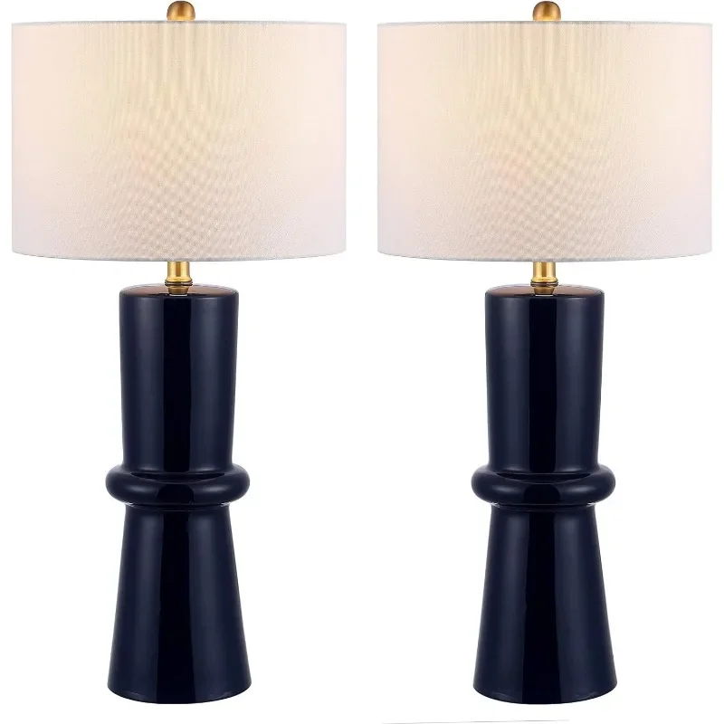 Collection Ellaria Modern Navy Blue Ceramic 31-inch Bedroom Living Room Home Office Desk Nightstand Table Lamp Set of 2