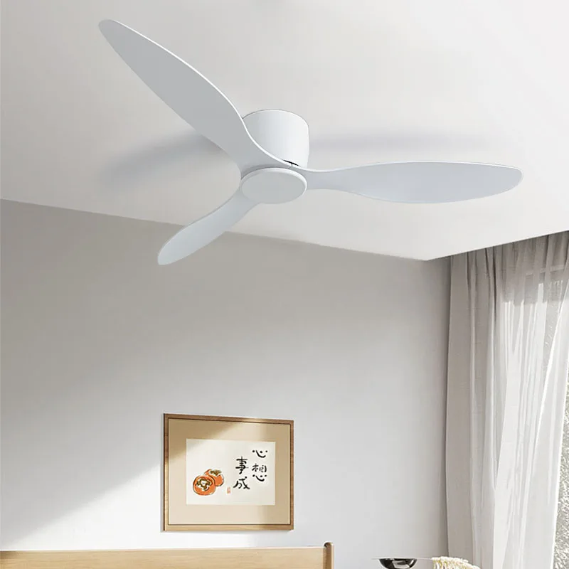 Ceiling Fans No Light 42 Inch DC Motor Remote Control Cooling Fans Lamp Low Floor Ceiling Fan White wood Black Color FANS