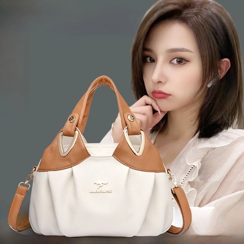 

Trendy 2026 Handbag Women's Leather oulder Bag Large Capaci Folded Crossbody Bag Soft Leather Ladies Purse Handbag