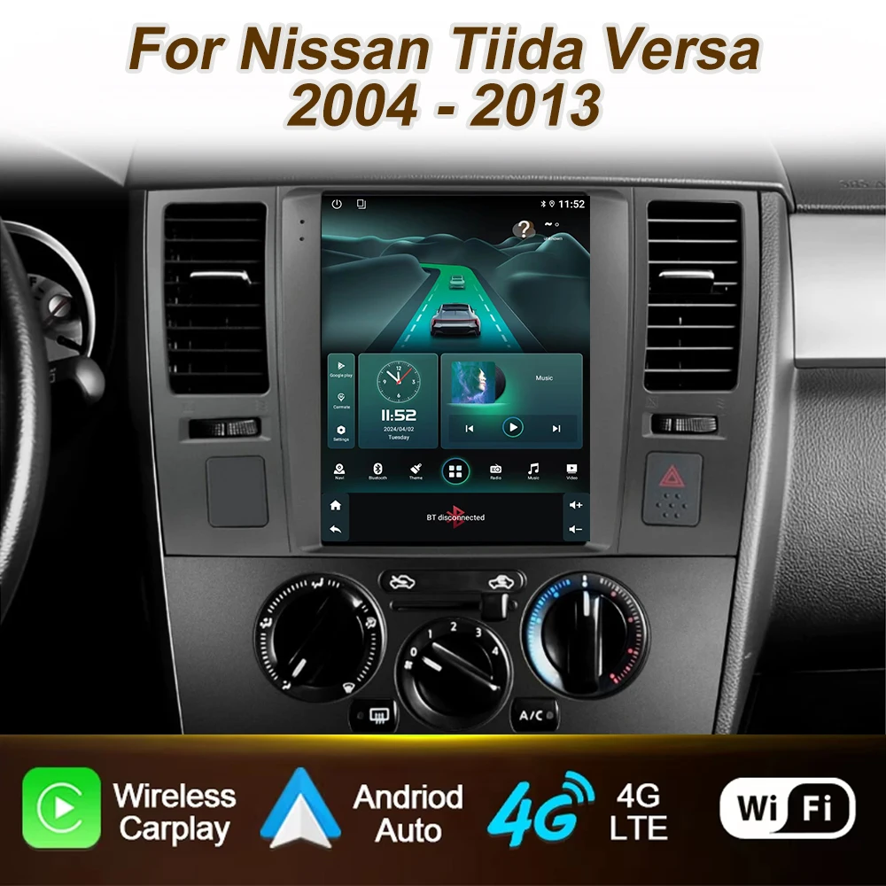 Car Radio 9.7 Inch For Nissan Tiida Versa 2004 2005 - 2013 Multimedia Carplay Android Auto Screen 5G Stereo 2 DIN QLED Bluetooth
