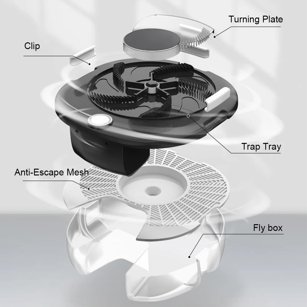 Trampa para moscas eléctrica USB con cebos, atrapamoscas para el hogar, trampa silenciosa para insectos voladores, para interior, hogar, cocina y jardín