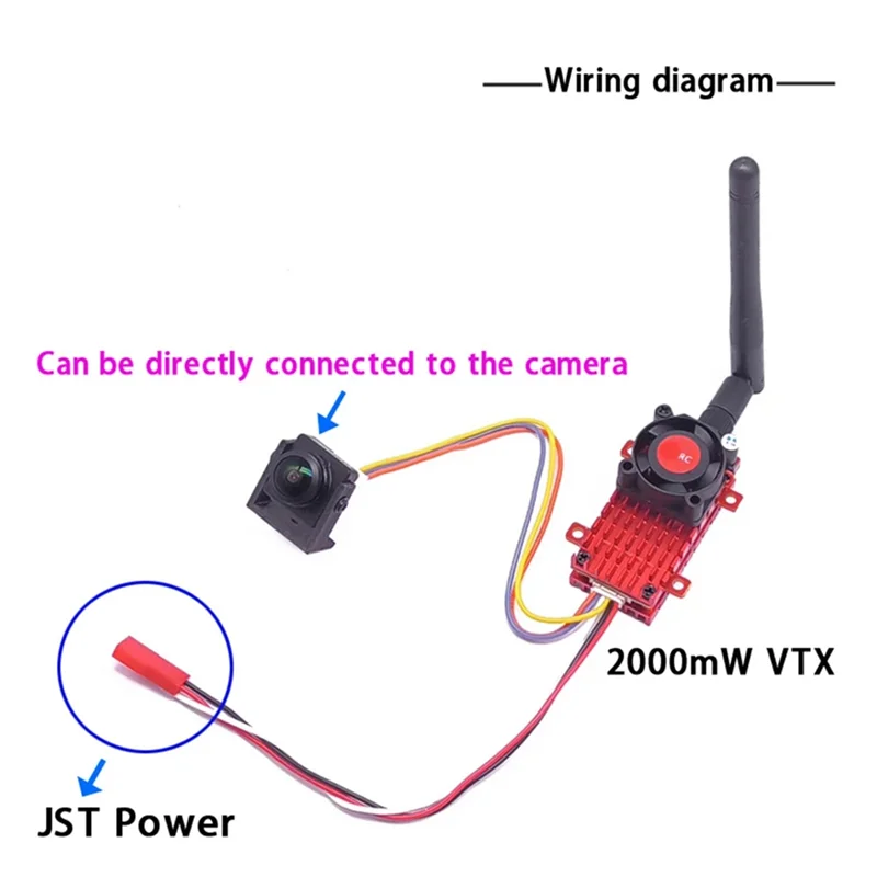 

N88R 5.8G 48CH 2W FPV VTX Built-In Mic 200MW/500MW/1000MW/2000MW DC7-32V For Long Range RC Drone