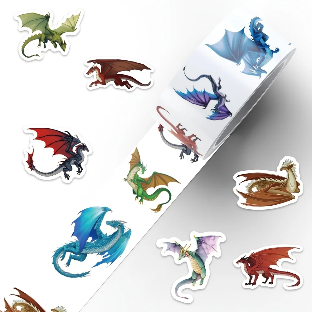 

500pcs Cartoon Western Dragons Vinyl Stickers - Vibrant Mixed Colors, Self-Adhesive, Irregular Shapes