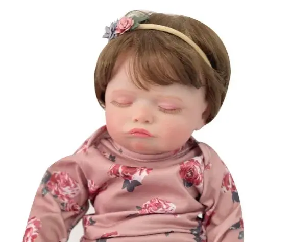 49CM Full Body Vinyl Silicone Reborn Rosalie Newborn Dolls Sleeping Baby Handmade Painted Lifelike 3D Skin with Visible Veins