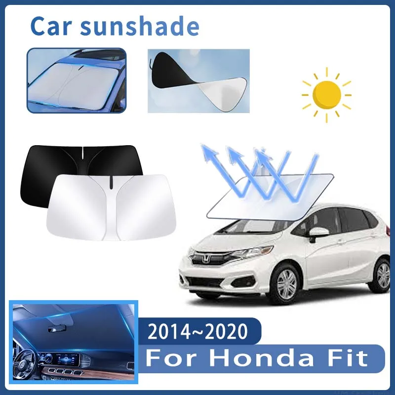

Автомобильный солнцезащитный козырек для Honda Fit GK3 GK4 2014 ~ 2020, солнцезащитный козырек на лобовое стекло, теплоизоляция, летнее охлаждение, автоаксессуары, складные