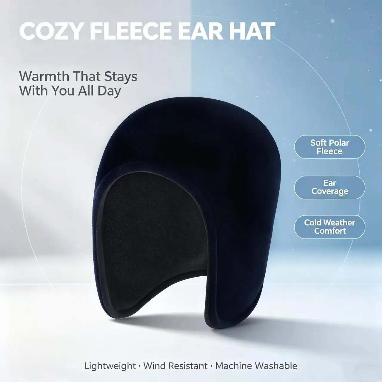 Double Layer Thickened Polar Fleece Ear Hat, Winter Windproof Full Ear Cover Warm Beanie for Cycling Home Use