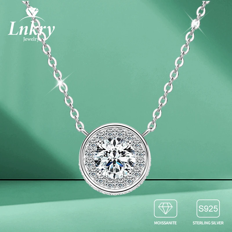 

Lnkry Brilliant Round Cut 6.5mm Moissanite Necklaces Collier Argent 925 Certified Original Silver Pendant Necklace For Women