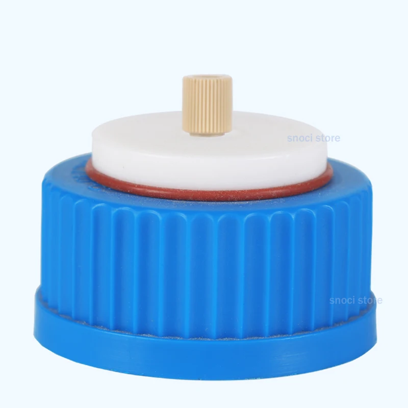 غطاء زجاجة المذيبات على الطور المتنقل GL45 مع موصل نظرة خاطفة HPLC غطاء زجاجة المذيبات زجاجة المرحلة المتنقلة 1/2/3/4 ثقوب ، قطعة واحدة