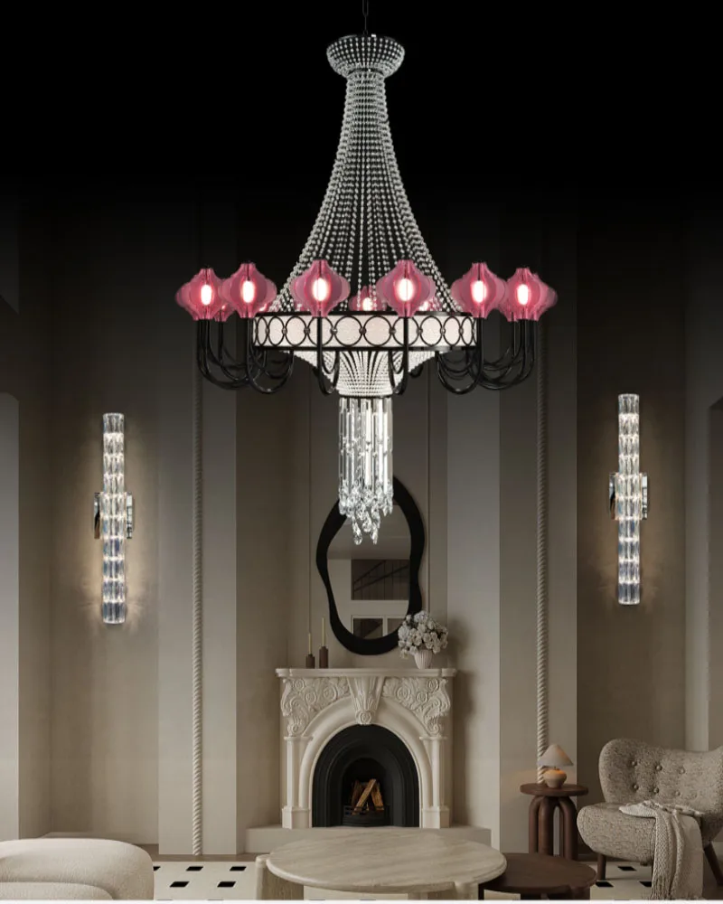 

Modern Minimalist Home Dining Room, Large Chandelier, Luxurious Living Room, Crystal Lamp, Villa Duplex Floor Chandelier