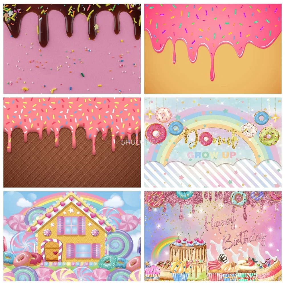 

Pink Backgrounds For Photography Ice Cream Cake Birthday Party Love Baby Newborn Portrait Photo Backdrops For Photography