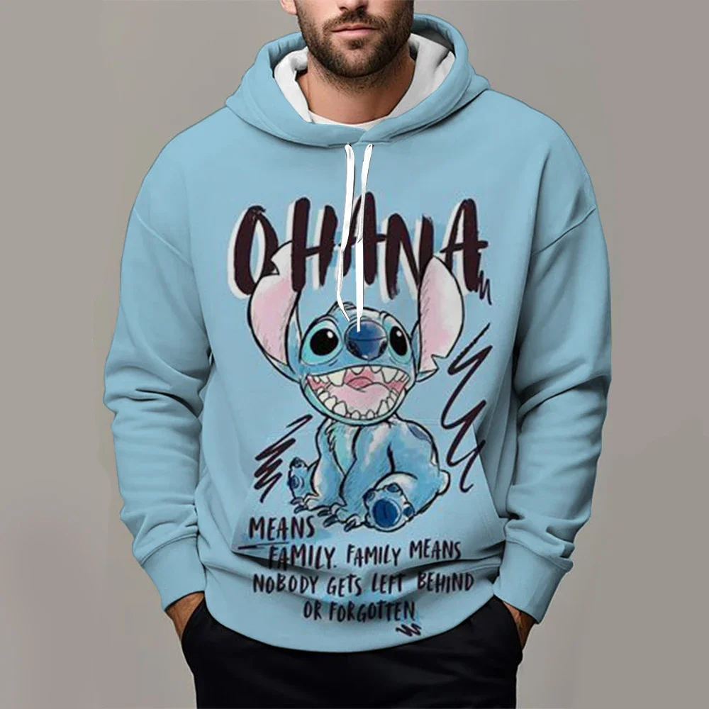 Lilo and Stitch Boys and Girls Hoodies Disney Men's Hoodies 3D Printed Autumn Pullovers MINISO Men's Hoodies New Men's Clothing