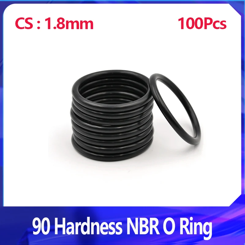 100 pcs,90 Hardness NBR O Ring, CS 1.8mm, Nitrile Rubber Sealing Ring, Round O Type Corrosion Oil Resist Sealing Washer
