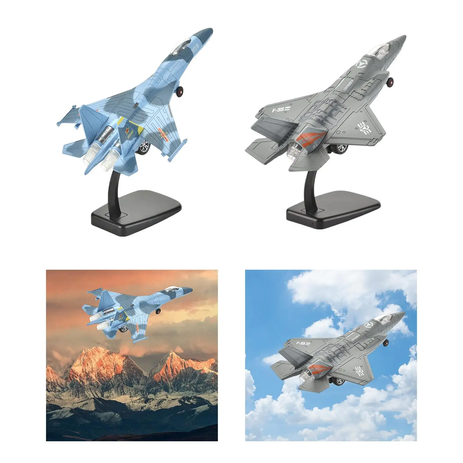 1/100 Scale SU35 Fighter Model Aircraft Model with Display Stand Airplane Model for Bedroom