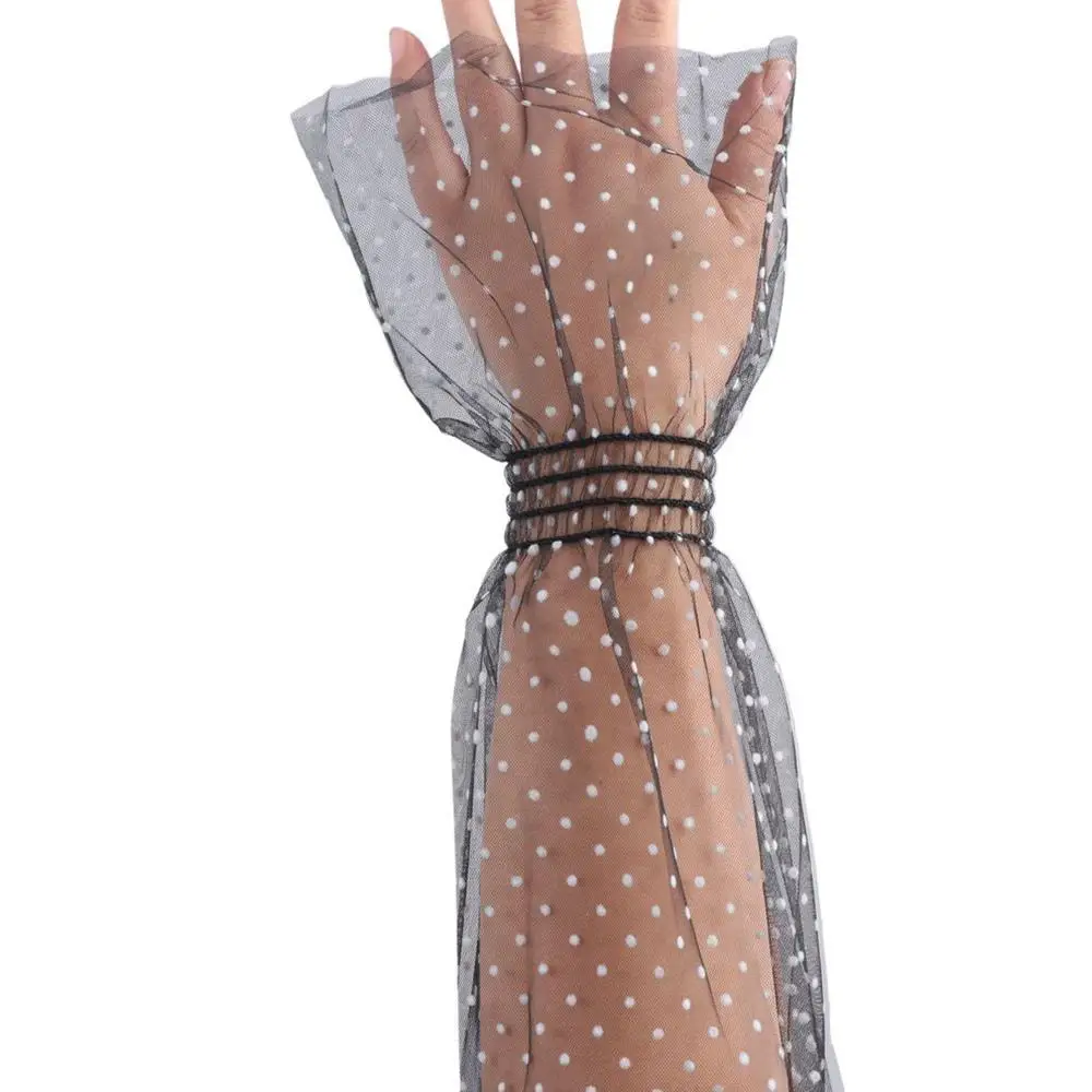 Wave Point Transparent Anti-UV Long-sleeved Glove Sun Protection Cover Sunscreen Sleeve Lace Arm Warmers Ice Silk Sleeves