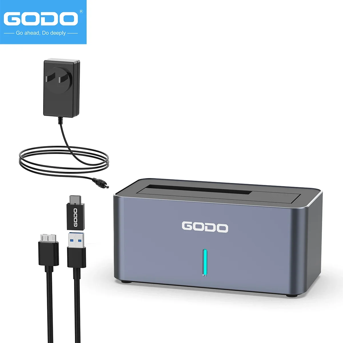 GODO SAS SATA Hard Drive Docking Station Aluminum USB 3.0 Hard Drive Enclosure for 2.5/3.5 Inch SSD HDD Disk Case Box
