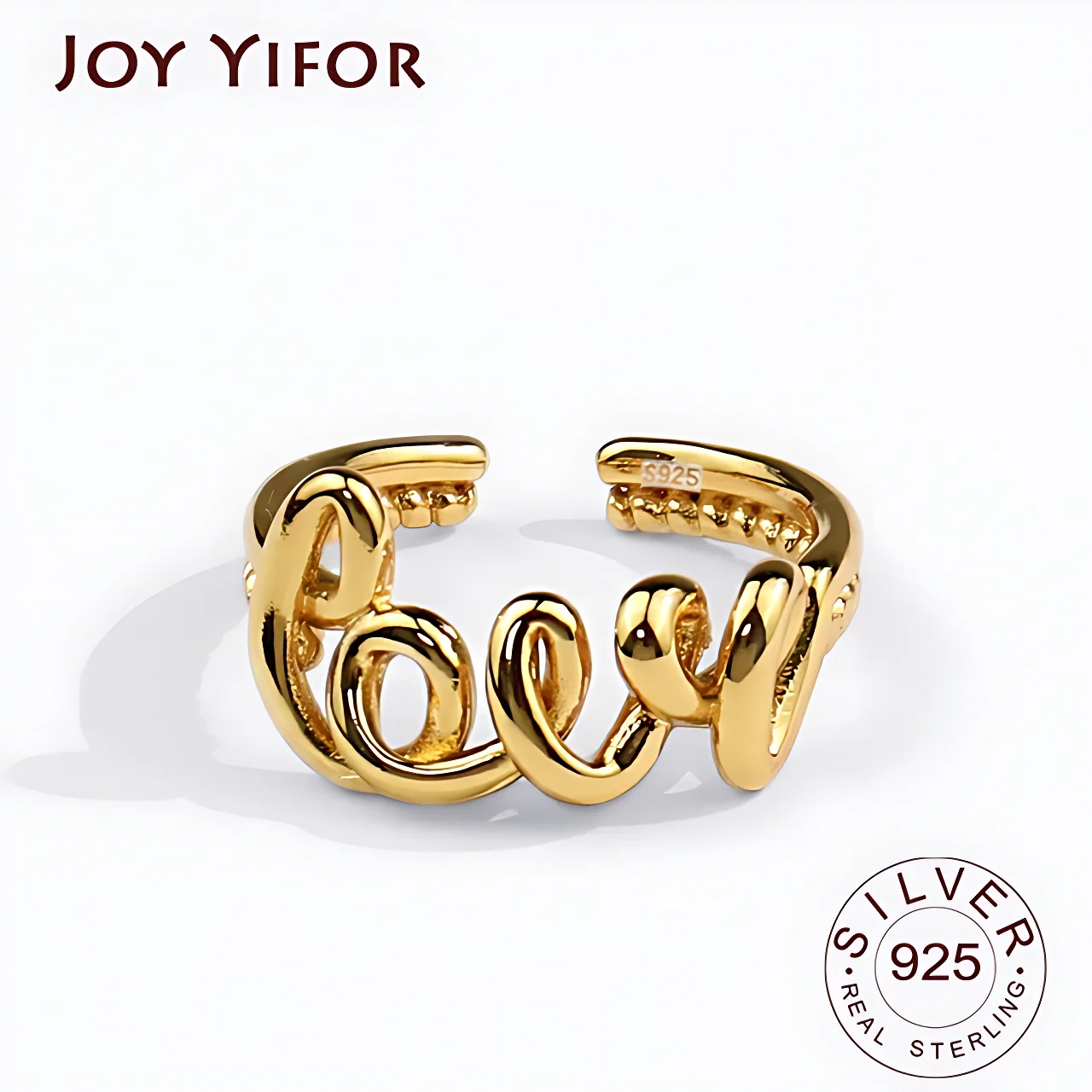 Sivler Color Rings for Women Love Letters Gold Color Wedding Trendy Jewelry Large Adjustable Antique Rings Anillos