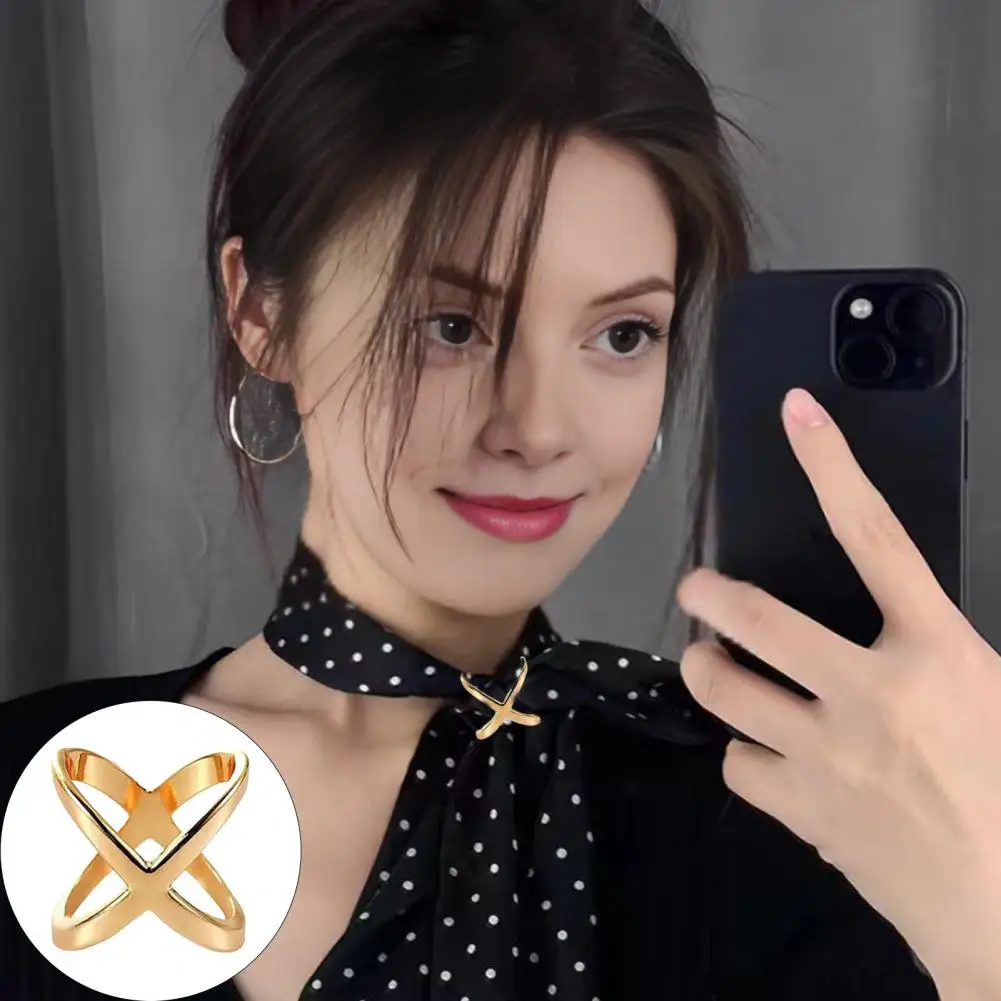 Scarf Clip X-Shaped Scarf Ring Buckle for Women Lady Girls Silk Scarf Clasp Holder Accessories for T-Shirt Neckerchief Shawl